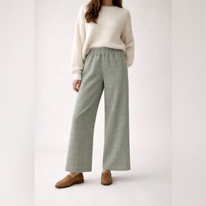 Vintage 70s Graff Californiawear Plaid Sage Green Wide-Leg Pants Elastic Waist S